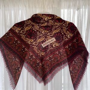 Vintage Yves Saint Laurent YSL Woven Wool Fringe Scarf / Shawl / Wrap